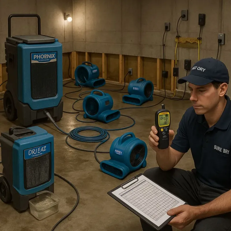Structural Drying and Dehumidification process in West Des Moines, IA